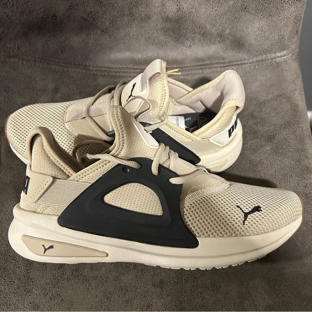 Puma Cream and Black Softride Enzo Sneakers
